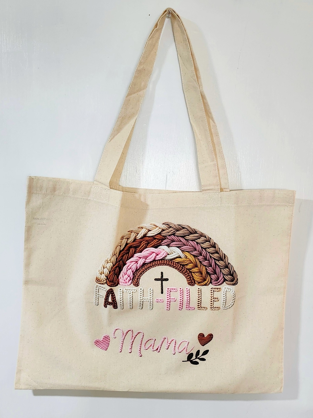 Faith Filled Mama Tote Bag | 20x16 Canvas Bag